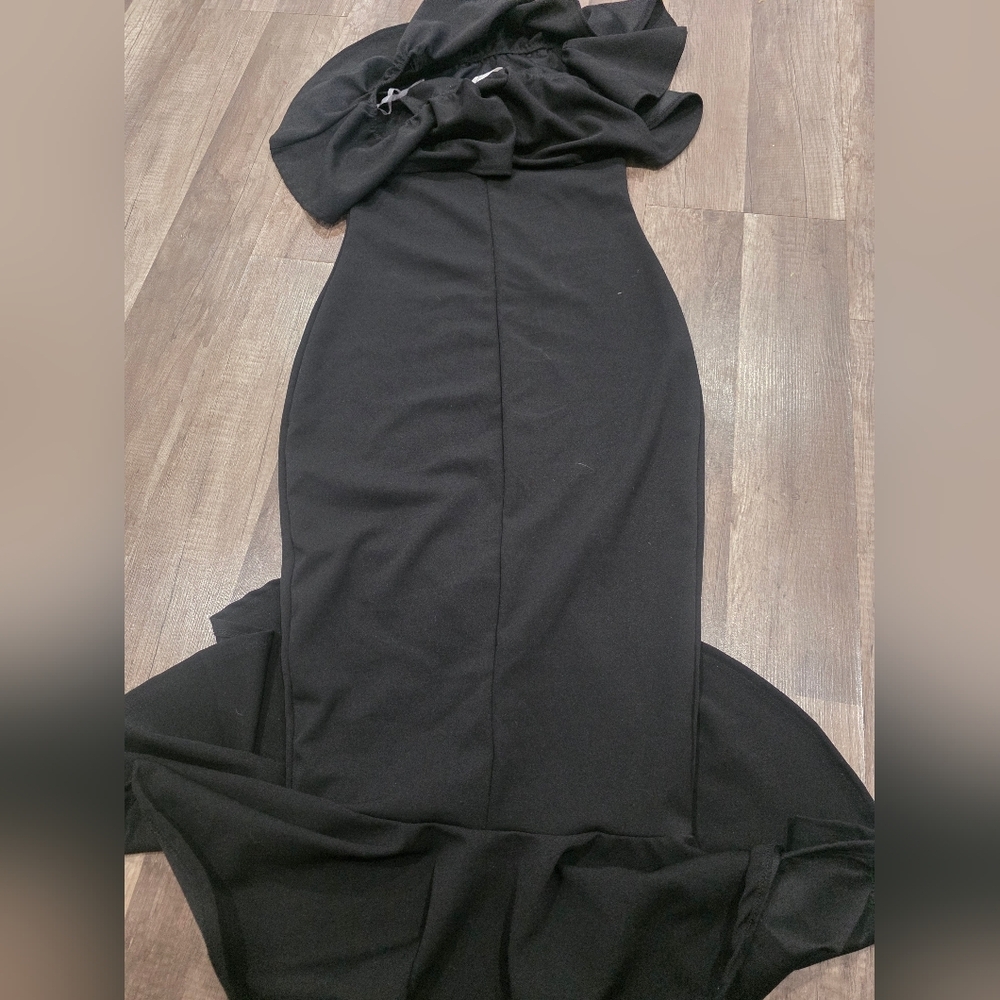 Shop17 Mermaid Dress Flutter Ruffle Whimsigoth Goth Stretch Morticia Addams Y2k - Picture 12 of 12